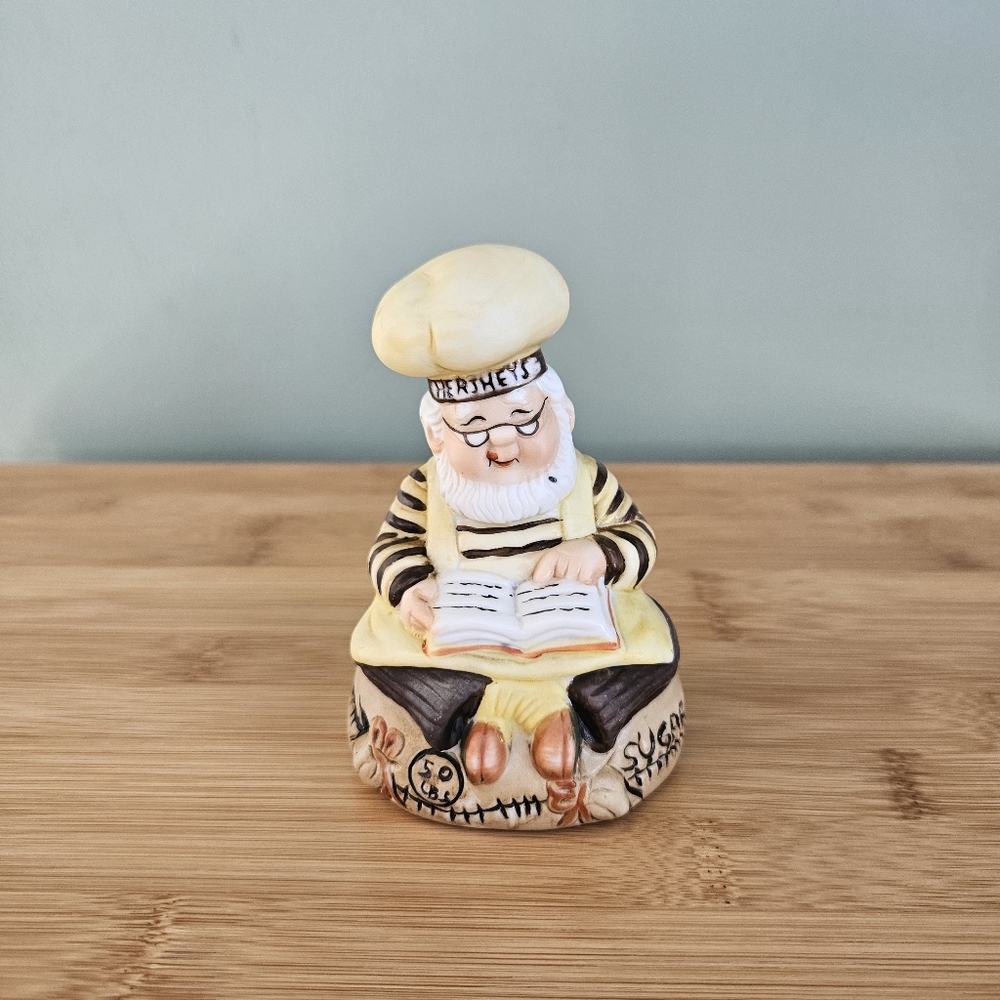 Hermes Ceramic Chef Figurine - Cream and Black, Hershey, 1984 Vintage